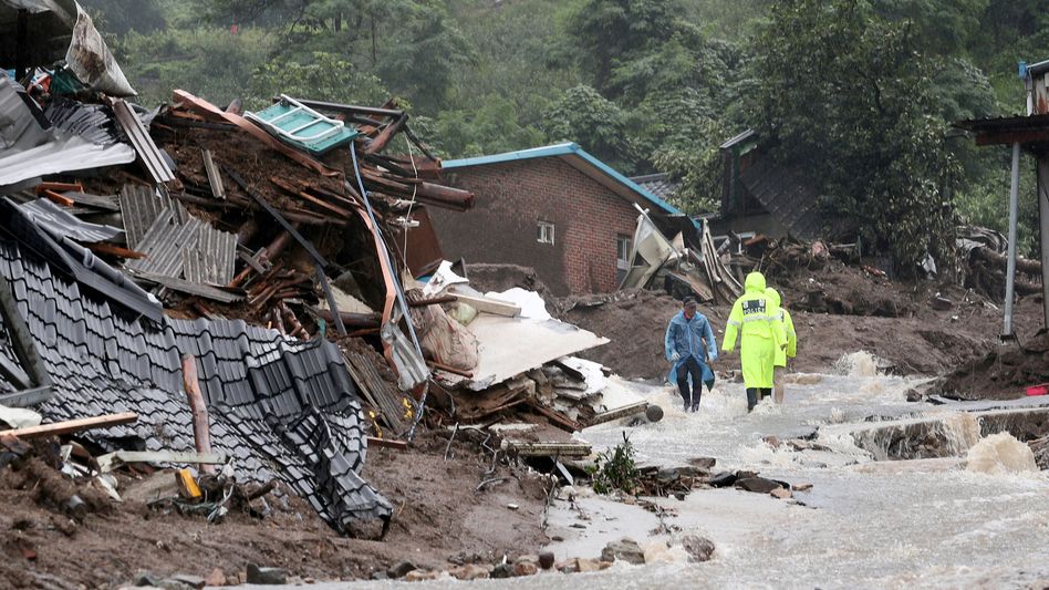 दक्षिण कोरियामा वर्षा र बाढीका कारण २० जनाको मृत्यु ,हजारौँ विस्थापित